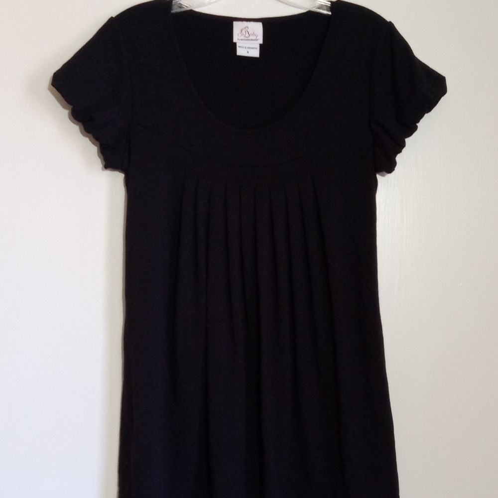 Motherhood Oh Baby puff sleeve scoop neck baby doll top with fabric belt tie